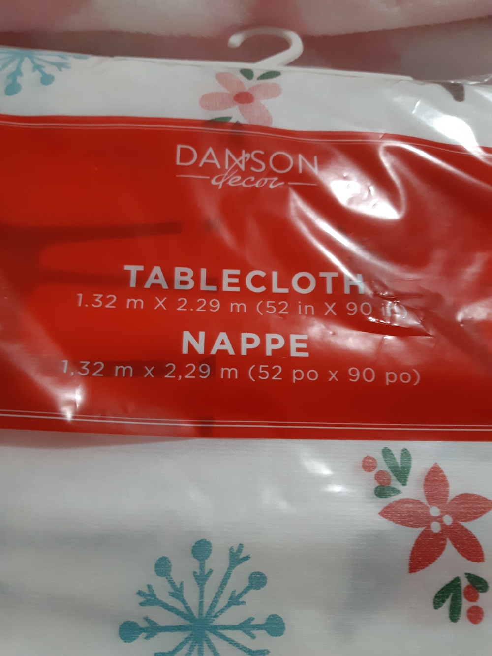 3/$20 Damson Decor Floral & Snowflake Tablecloth in White, Red, Teal
